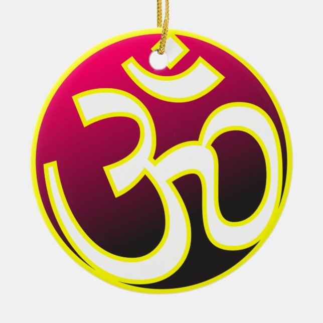 Om Ceramic Tree Decoration (Front)