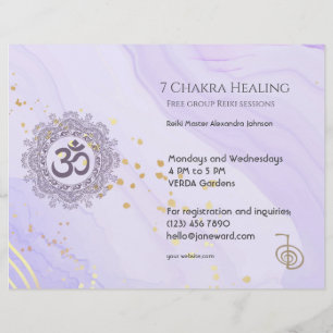 OM Chakra Energy Healer Reiki Purple Horizontal  Flyer