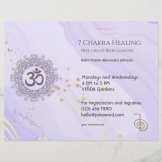 OM Chakra Energy Healer Reiki Purple Horizontal Flyer