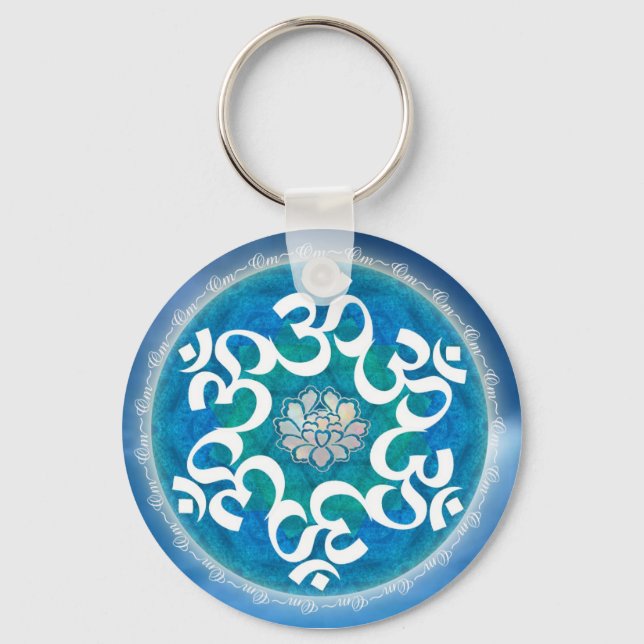 Om Circle Snowflake Key Ring (Front)