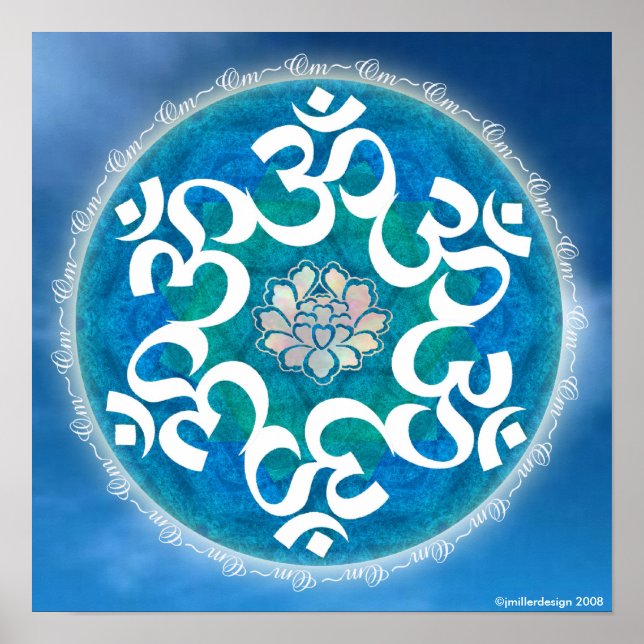 Om Circle Snowflake Mandala Poster (Front)