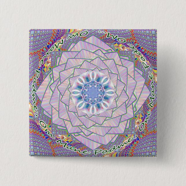 OM Dharma Wheel Lotus button (Front)