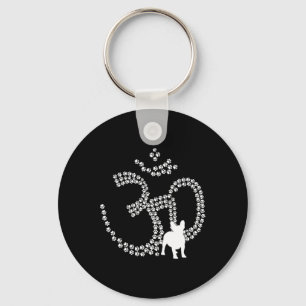 Om Dog Paws French Bulldog Yoga Aum Ohm Symbol Fun Key Ring