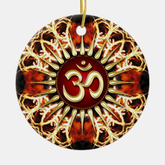 OM Fire Energy Spirit Ceramic Ornament (Front)