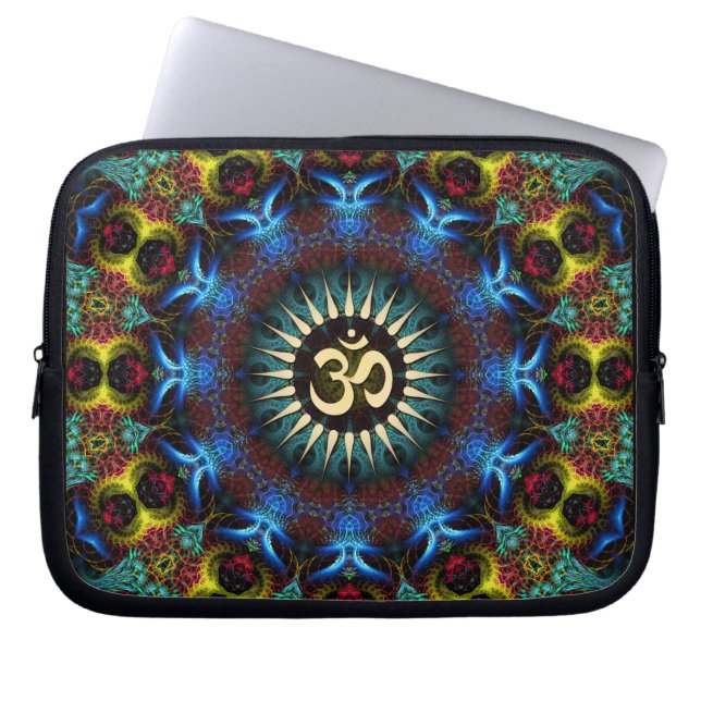 OM Floral Fractal Mandala Notebook Laptop Sleeve (Front)