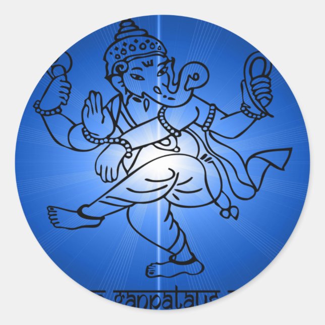 Om-Gan-Ganpataye-Namah Classic Round Sticker (Front)