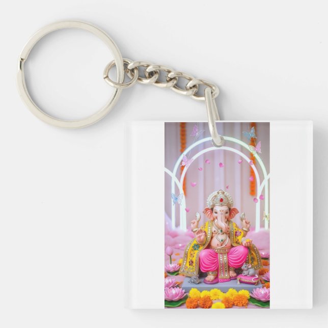 ✨ Om Ganesh – Divine Symbol of Wisdom & Prosperity Key Ring (Front)