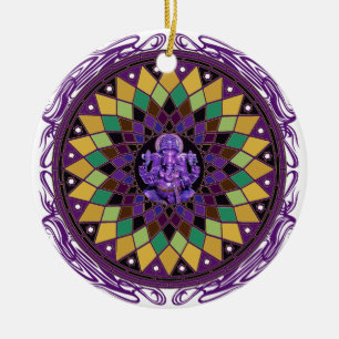 Om Ganesh Mandala Ceramic Tree Decoration