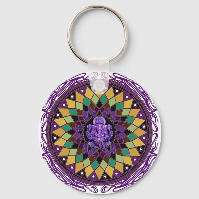 Om Ganesh Mandala Key Ring (Front)