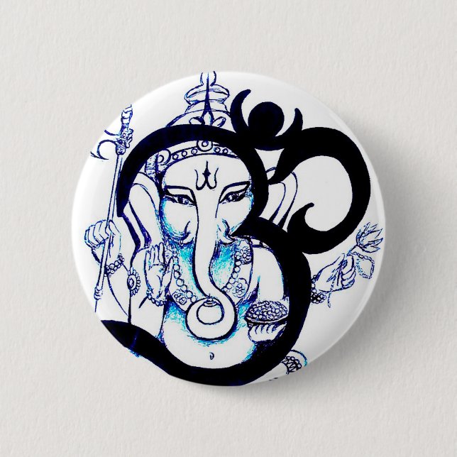 OM  -  Ganesha 6 Cm Round Badge (Front)