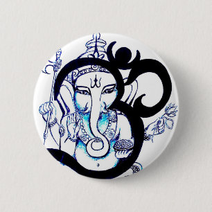 OM  -  Ganesha 6 Cm Round Badge
