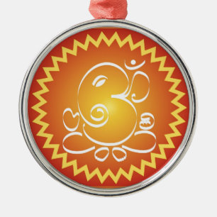 Om Ganesha with yellow star Metal Tree Decoration