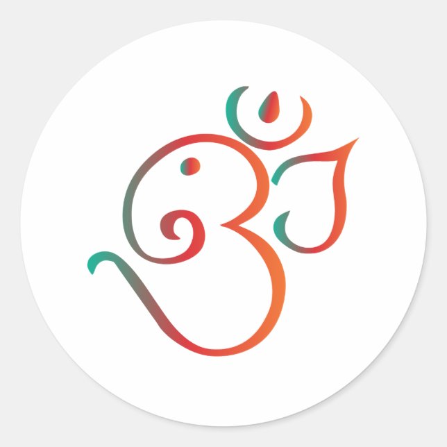 Om-ganpati-green-orange Classic Round Sticker (Front)