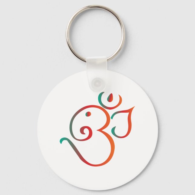 Om-ganpati-green-orange Key Ring (Front)