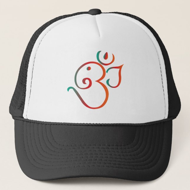 Om-ganpati-green-orange Trucker Hat (Front)