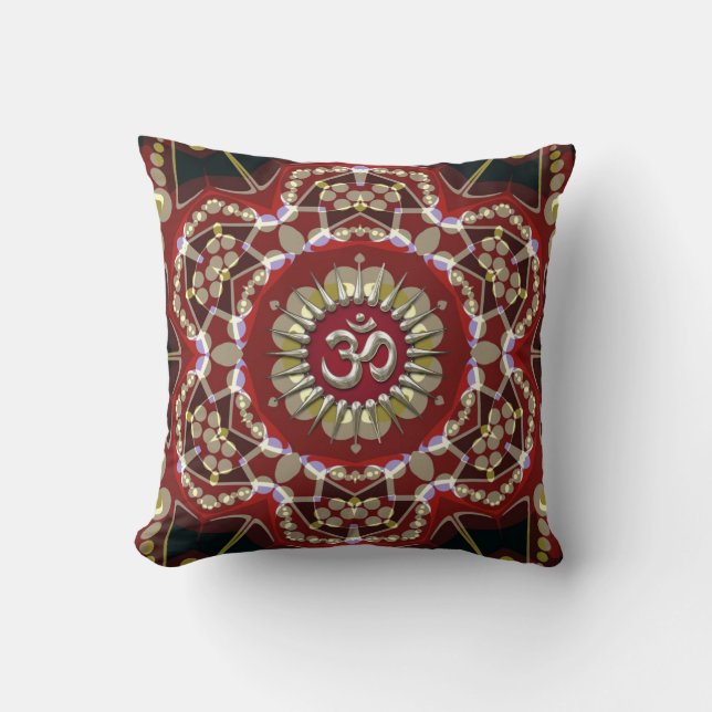OM Geo-Magic Meditation Yoga Cushion Pillow (Front)