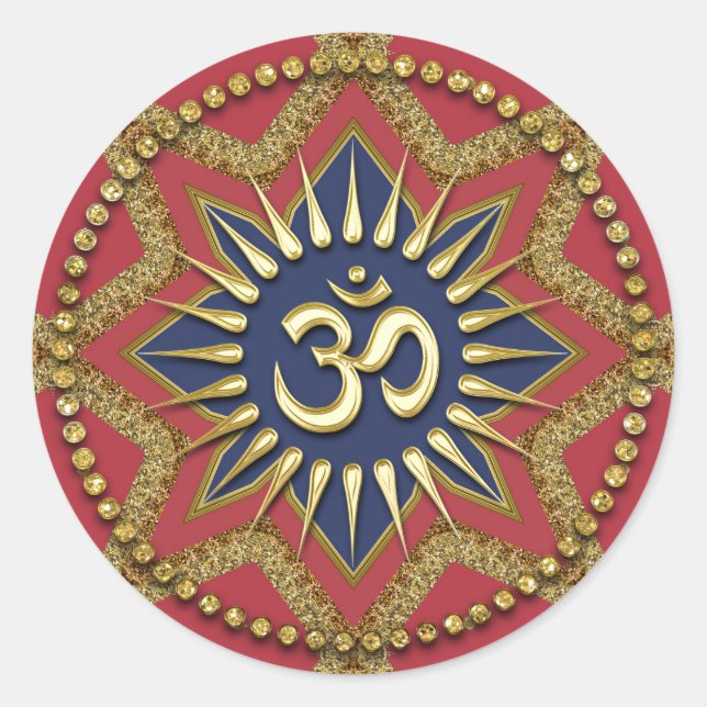 Om Gold Red Energy Spiritual Art Sticker (Front)