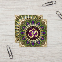 OM Holistic Purple Green Peacock Mandala Square