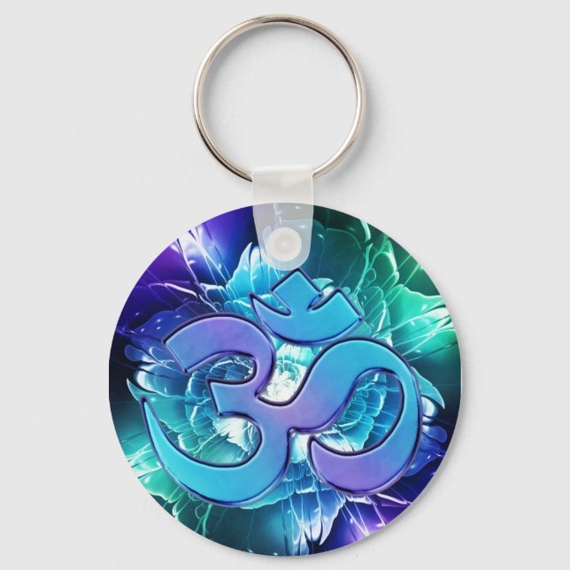 Om I See Blues and Greens Key Ring (Front)