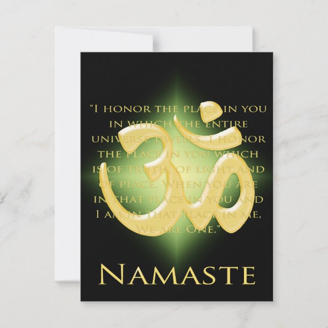 Om in Black & Gold - Namaste Invitation (Front)
