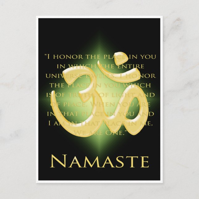 Om in Black & Gold - Namaste Postcard (Front)