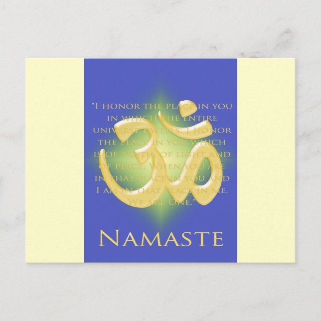 Om in Blue & Gold - Namaste Postcard (Front)