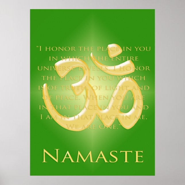 Om in Green & Gold - Namaste Poster (Front)