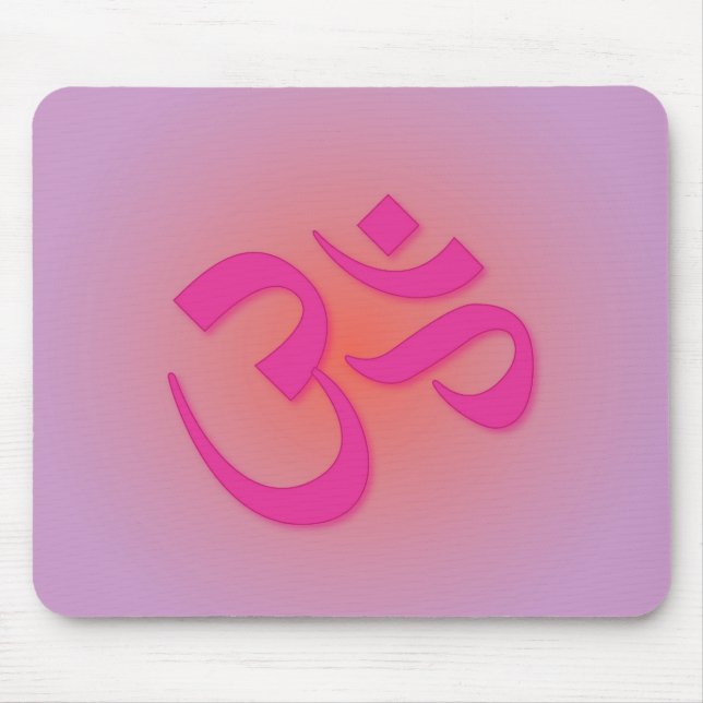 Om, in pink and orange mouse mat (Front)