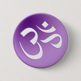 Om, in Purple and White 6 Cm Round Badge