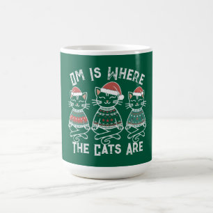 Om Is Where the Cats Are - Funny Yoga Christmas  Coffee Mug