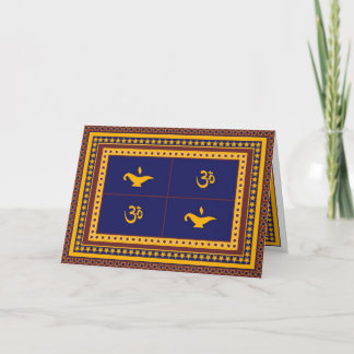 Om, Lamp, and Stars Diwali Greeting Card