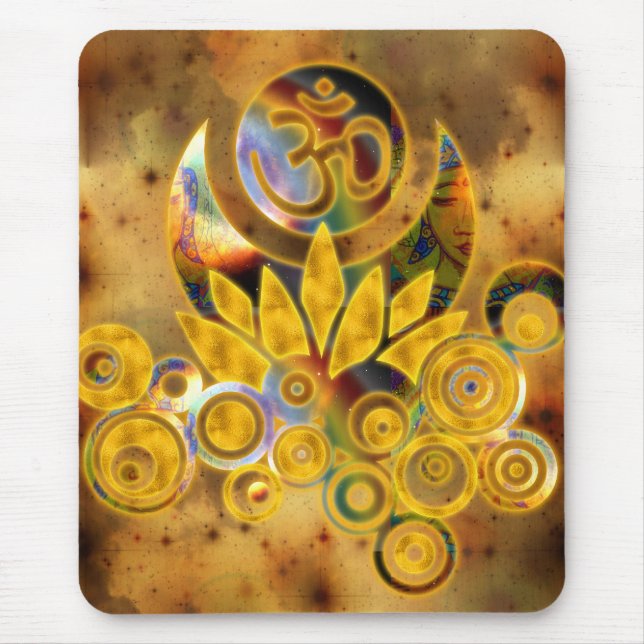 Om Lotus | dark yellow universe Mouse Mat (Front)