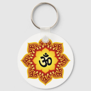 Om Lotus Fire Key Ring