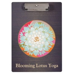 Om Lotus Floral Mandala Wood Clipboard