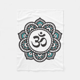 Om Lotus Flower Symbol Spiritual Yoga Buddhism Med Fleece Blanket