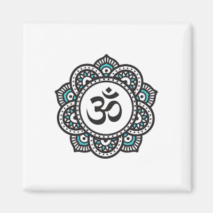 Om Lotus Flower Symbol Spiritual Yoga Buddhism Med Magnet