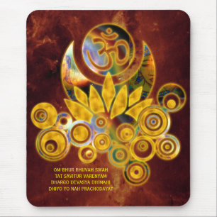 Om Lotus & GAYATRI MANTRA universe of fire Mouse Mat