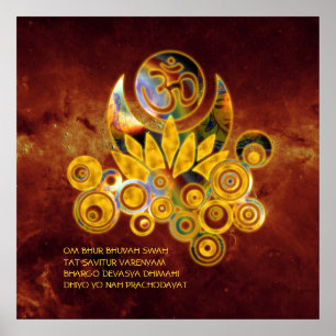 Om Lotus & GAYATRI MANTRA   universe of fire Poster