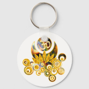 Om Lotus Key Ring