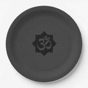 OM Lotus Spirituality Yoga in Carbon Fiber Style Paper Plate