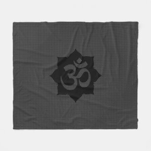 OM Lotus Spirituality Yoga in Carbon Fibre Style Fleece Blanket