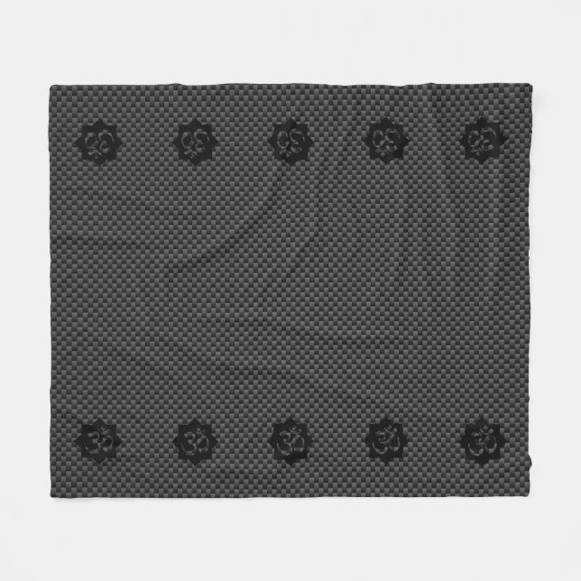 OM Lotus Spirituality Yoga in Carbon Fibre Style Fleece Blanket (Front (Horizontal))