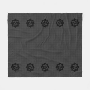 OM Lotus Spirituality Yoga in Carbon Fibre Style Fleece Blanket