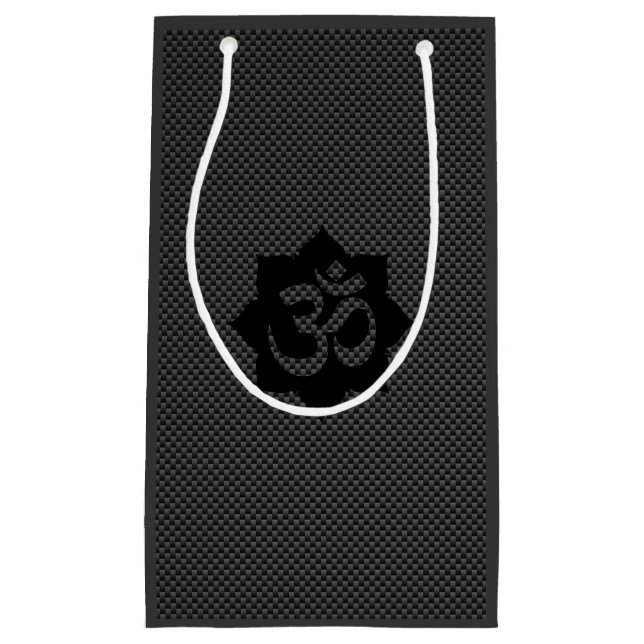 OM Lotus Spirituality Yoga in Carbon Fibre Style Small Gift Bag (Front)