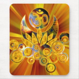 Om Lotus yellow orange zoom Mouse Mat