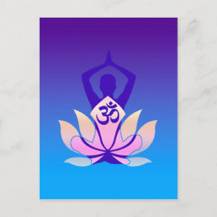 Om Lotus Yoga Pose Purple Hue Postcard