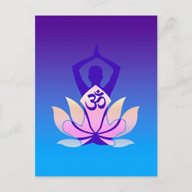 Om Lotus Yoga Pose Purple Hue Postcard (Front)