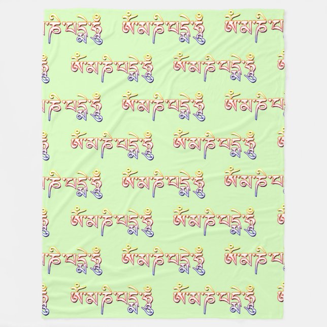OM MA NI PADME HUM - Tibetan Sanskrit Mantra 4 Fleece Blanket (Front)