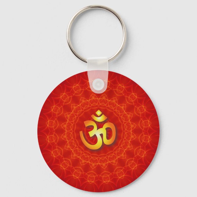 Om Mandala Design Key Ring (Front)