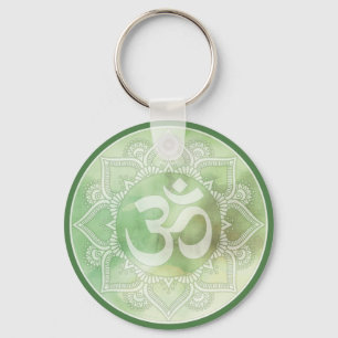 Om Mandala Green Keychain